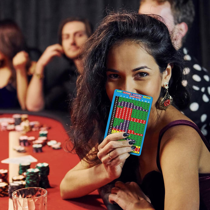 Metal Blackjack Basic Strategy Card with PU Protective Sleeve Stainless Steel Blackjack Basic Strategy for Casino Blackjack Table Set