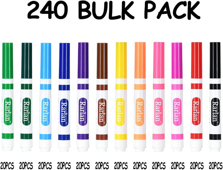 Washable Markers Bulk, Markers for Kids, Bulk Pack, 12 Colors, 240 Count