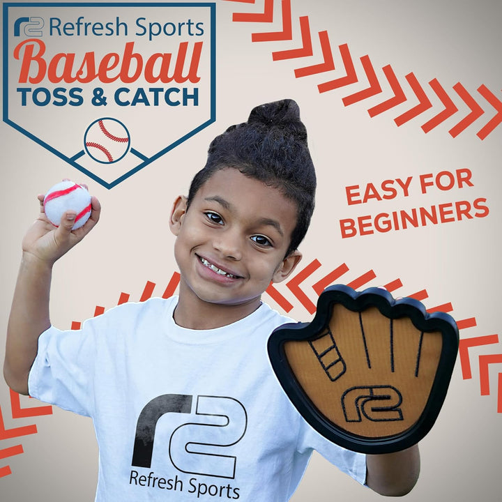 Toss and Catch Ball Game Set - Easy to Use Sticky Balls & Beginner Baseball Training Glove - Premium Toy Paddle Fits All Hand Sizes from Toddlers to Teens & Adults - Fun Gift Idea for Boys and Girls