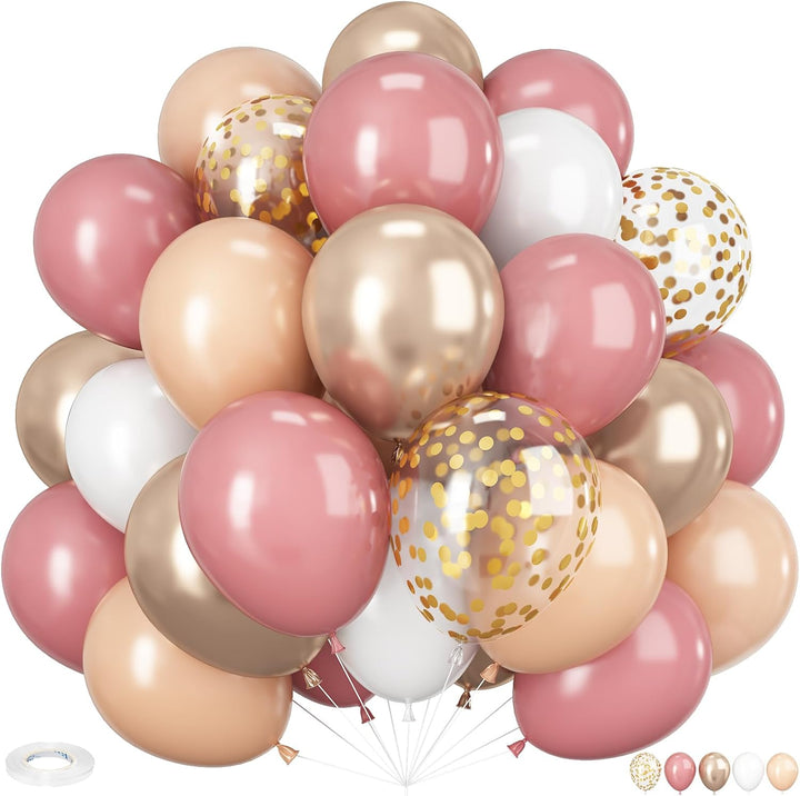 Dusty Blue and Gold Balloons, 60 PCS 12 Inch Slate Fog Pastel Baby Blue Sand White and Gold Balloons for Baby Boy Shower Bridal Shower Birthday Wedding Party Decorations
