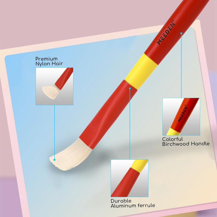 Paint Brushes for Kids: 5 Pcs round Flat & Fan Kids Paintbrush Set for All Purpose - Preschool Toddler Paint Brushes for Acrylic & Washable Paint