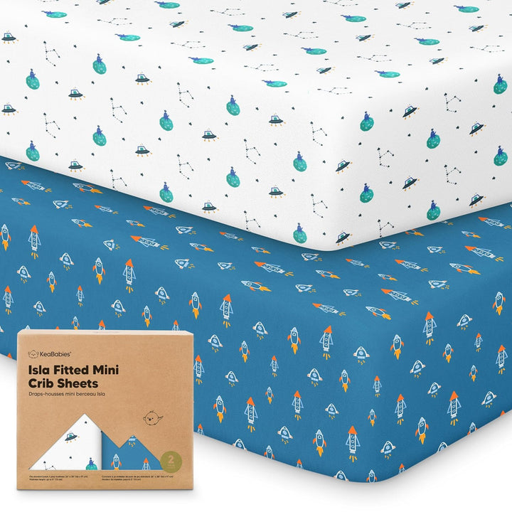 Pack and Play Sheets Fitted - 2-Pack Mini Crib Sheets for Pack N Play Mattress 38X26, Soft & Cozy, Neutral Toddler Playard Bedding, Snug Fitted Mini Baby Crib Mattress Cover Boy, Girl (Butterflies)
