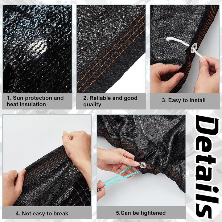 Trampoline Shade Cover Black Sunshade Tent Top Cover for 8Ft 10Ft 12Ft round Trampoline, Easy to Install for Backyard Playground, Tent Only