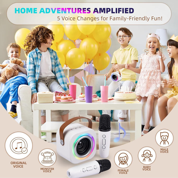 Mini Karaoke Machine for Kids with 2 Wireless Mics,Top Singing Toys Birthday Gifts Ideas for Girls Ages 3,4,5,6,7,8,9,10,11,12+ Years Old,Great Gift Ages Girls,Boys Trend Party