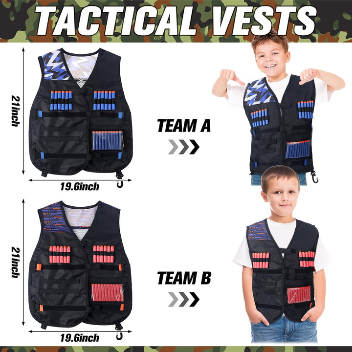 8 Sets Tactical Vest Kit Compatible with Nerf Party Favor Accessories, Face Mask Wrist Ammo Holder Toy Gift Supplies (Orange and Blue)