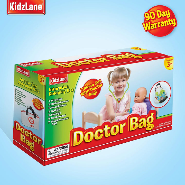 Doctor Kit for Toddlers 3-5 - Kids Doctors Play Set with 7 Piece Pretend Play Toys - Medical Bag with Electronic Stethoscope and Accessories - Fun Toddler Doctor Play Set for Boys and Girls