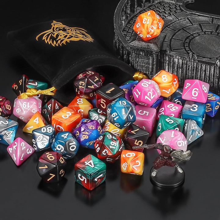 DND Dice Sets - 6 X 7 Polyhedral Dice (42Pcs) with 6 Drawstring Bags for Dungeons and Dragons, RPG, Mtg,Role Playing Table Game