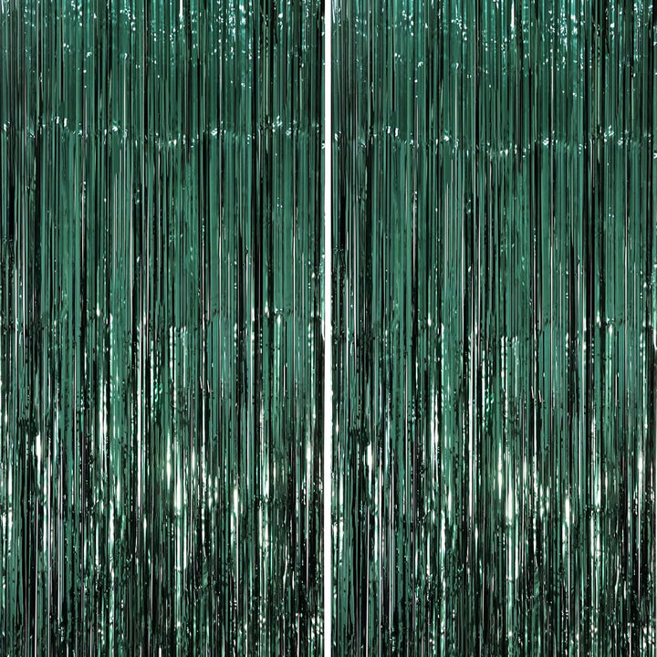 2 Pack Laser Pink Tinsel Foil Fringe Curtains, Mothers Day Pink Decorations, Metallic Tinsel Party Streamers Backdrop for Birthday Bachelorette Graduation Wedding Party Decorations