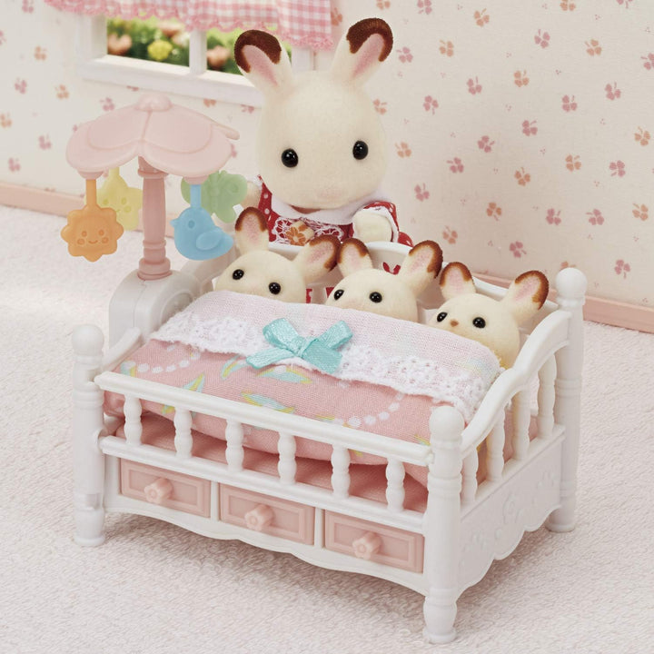 Crib with Mobile - Interactive Dollhouse Furniture Set with Working Features
