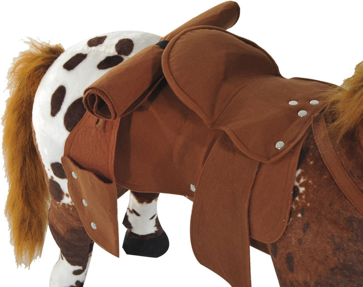 Sound-Making Ride on Horse for Toddlers 3-5, with Neighing and Galloping Sound, Stuffed Animal Horse Toy for Kids with Padding, Soft Feel, Brown