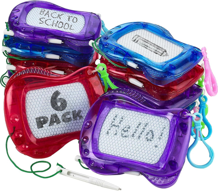 Mini Magnetic Drawing Board for Kids - (Pack of 12) Backpack Keychain Clip Drawing Boards, Erasable Doodle Sketch Writing Pad Boys & Girls, Birthday Kids Party Favors