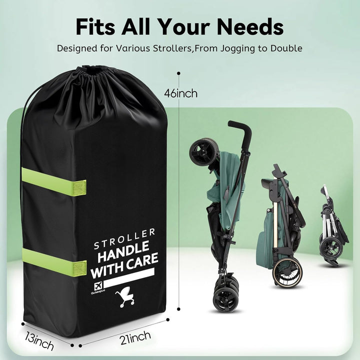 Stroller Bag for Airplane: Stroller Cover for Airplane Travel, 46" H X 21" W X 13" D, Stroller Travel Bag for Single, Double, Jogging Stroller, Fit Nuna Doona Cybex Mockingbird Uppababy