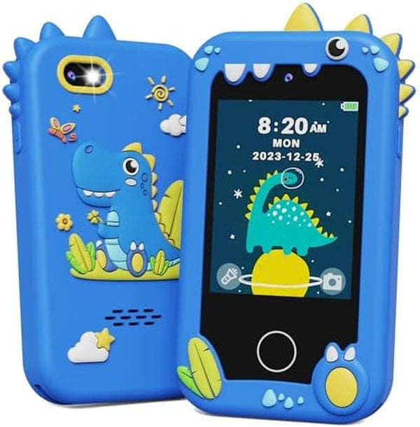Kids Smart Phone, Touchscreen HD Dual Camera Cell Phone for Kids, Christmas Birthday Gifts Dinosaur Toddler Play Phone for Boys 3-10, Travel Toy Preschool Learning Education Toy