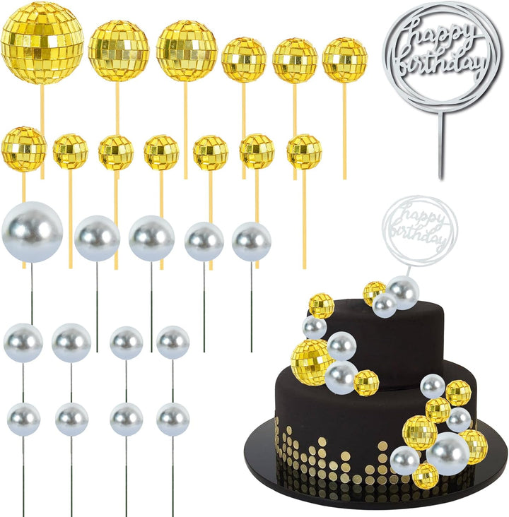 40 Pcs Mini Balls Cake Toppers - Foam Balls DIY Cake Topper Inserts for Birthday Wedding Baby Shower Anniversary Cake Decorations (Red Blue Yellow Green)