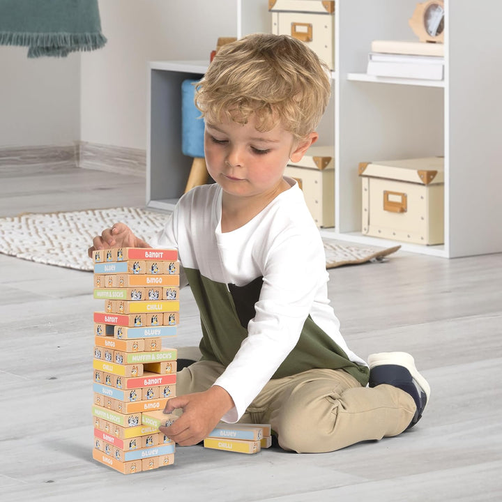 Tumbling Tower – 54 Colorful Wooden Blocks – Fun Family Game – FSC Certified for Children 3 Years and Up