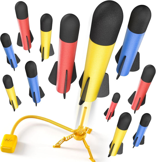 Rocket Launcher for Kids, 12 Foam Rockets and Launcher Pad, Launch up to 100+Ft, Kids Outdoor Toys, Birthday Gift Toys for Kids Boys Girls Age 3 4 5 6 + Years Old