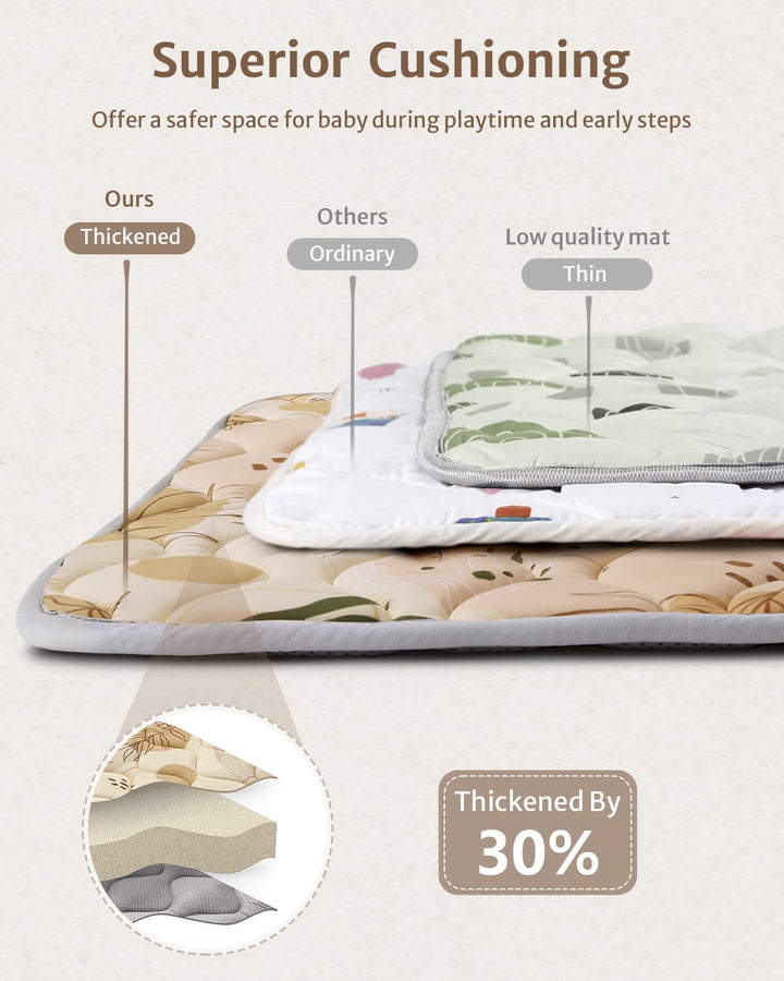 Baby Play Mats for Floor, 50X50 Playpen Mat, Thicken Cushioning Padding Foam Playmate for Baby and Toddlers Infants, Non-Slip & Machine Washable, Earth Tones Design