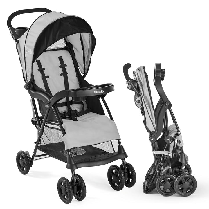 Cloud plus Lightweight Umbrella Stroller for Toddlers with Reclining Seat, Large Storage Basket, Canopy, Infant & Parent Trays, Compact Fold for Summer Travel, Durable Frame, Slate Gray