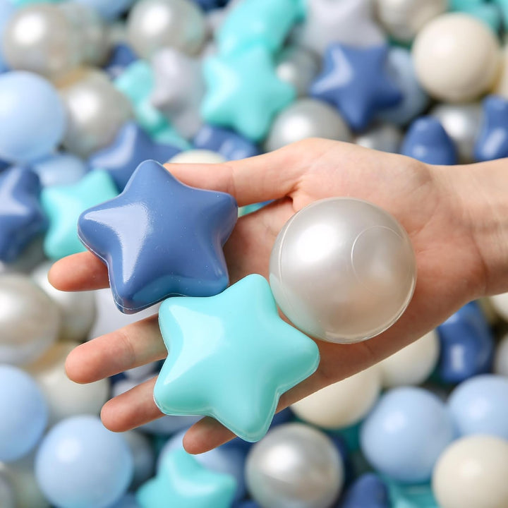 Star Ball Pit Balls 50 100 200 500 for Toddlers - Ball Pit Ball Shapes for Boys Girls Fun, Birthday Party, Christmas Decoration