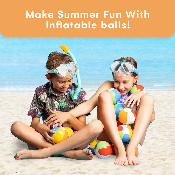 Mini Beach Balls Bulk Pack - 6 Inch Inflatable Rainbow Beach Balls for Kids - Ideal Pool Toys, Centerpieces for Tables, Lake Toys, Theme Party Decorations - 25 Pack