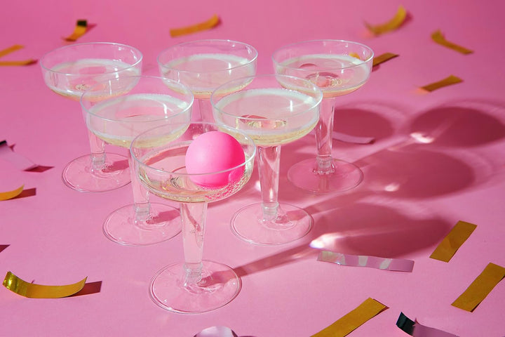 Prosecco Pong Drinking Party Game Includes Balls | Games for Bachelorette Party, Girls Night, Birthday, Bridal Shower, NYE, Christmas, 12 Glasses