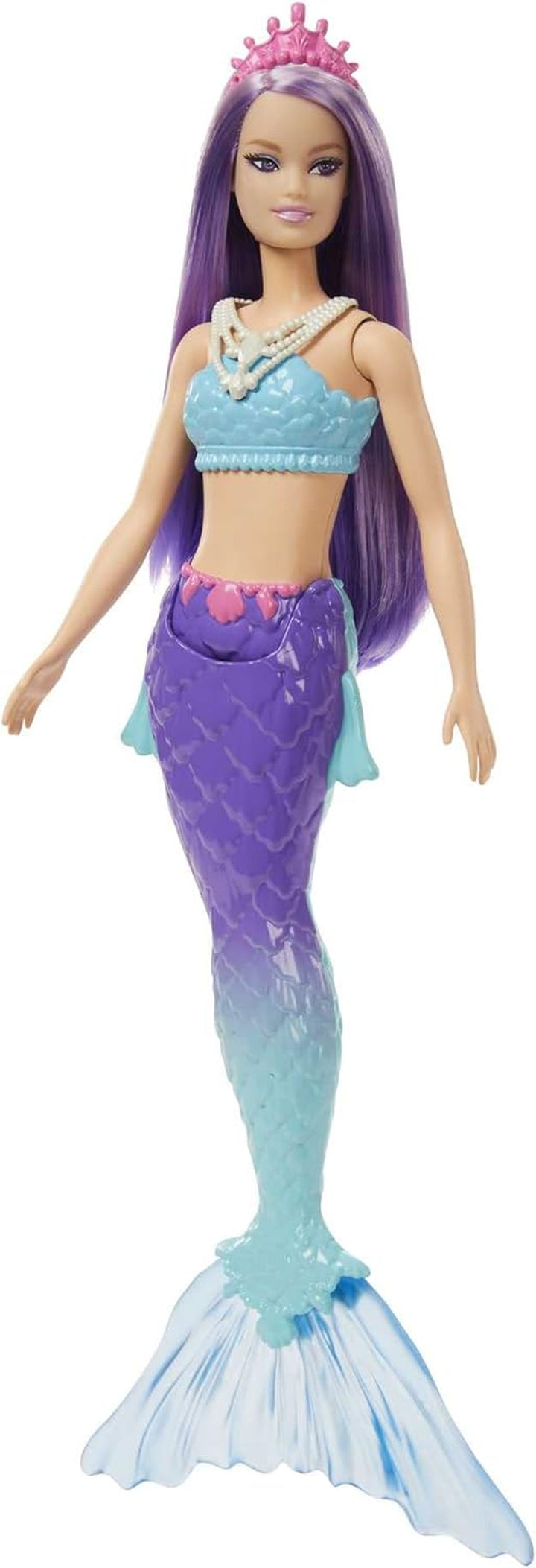 Mermaid Doll with Pink & Lilac Fantasy Hair & Headband Accessory, Toy with Shell-Inspired Bodice & Lavender Tail