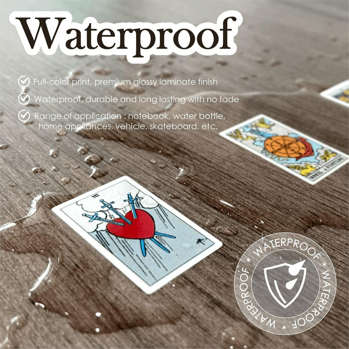 Mini Tarot Stickers for Journaling - 1008 PCS Tarot Card Stickers Based on Rider Waite Tarot Deck - 1.25" X 0.78" - Clear Printing & Glossy Finish – 4 Tarot Cheat Sheets Included