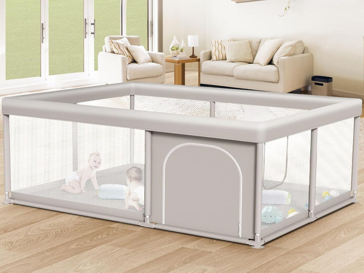 Baby Playpen 50X50 Inch, Play Pens for Babies and Toddlers Baby Fence Baby Play Yards for Indoor & Outdoor with Breathable Mesh Anti-Fall Playpen