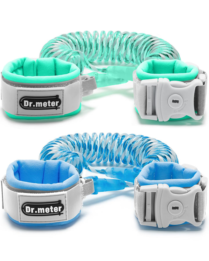 Toddler Leash, 2 Pack Safety anti Lost Wrist Link with Key Lock, Reflective Child Walking Harness, 8.2Ft Blue + 4.92Ft Orange Kids Leash for Supermarket Mall Airport Amusement Park Zoo Travel