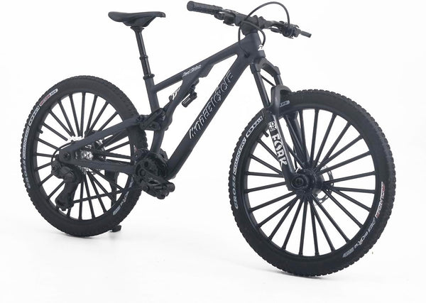 1:8 Scale Die-Cast Mini DS Dual Slalom Mountain Bike Toy FS Bicycle Model Alloy Mini Cake Topper Desktop Decoration Crafts for Cycling Lovers Bike Racers Athletes Children (Black)