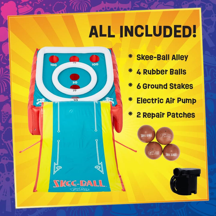 Funpark Giant Inflatable Skee-Ball Game – 11 Ft Long W/ 4 Balls & Electric Air Pump – Indoor & Outdoor Arcade Toy for Kids, Adults & Family – Fun Party Play for Home, Backyard, Events