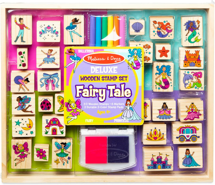 Deluxe Wooden Stamp Set: Animals - 30 Stamps, 6 Markers, 2 Stamp Pads