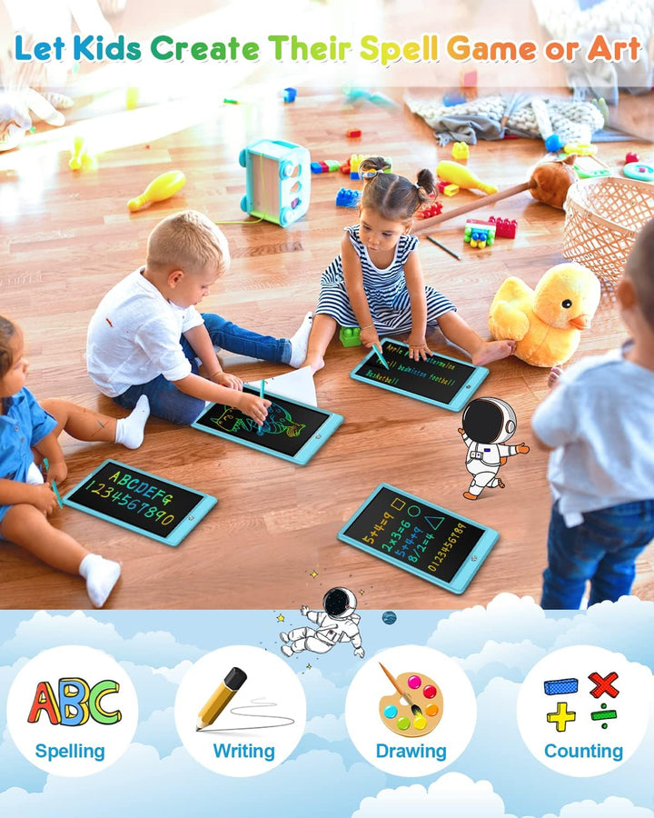 LCD Writing Tablet, Doodle Board Toys Gifts for 3-8 Year Old Girls Boys, 10 Inch Colorful Electronic Board Drawing Pad for Kids, Gifts for Toddler Educational Learning Travel Birthday, Blue