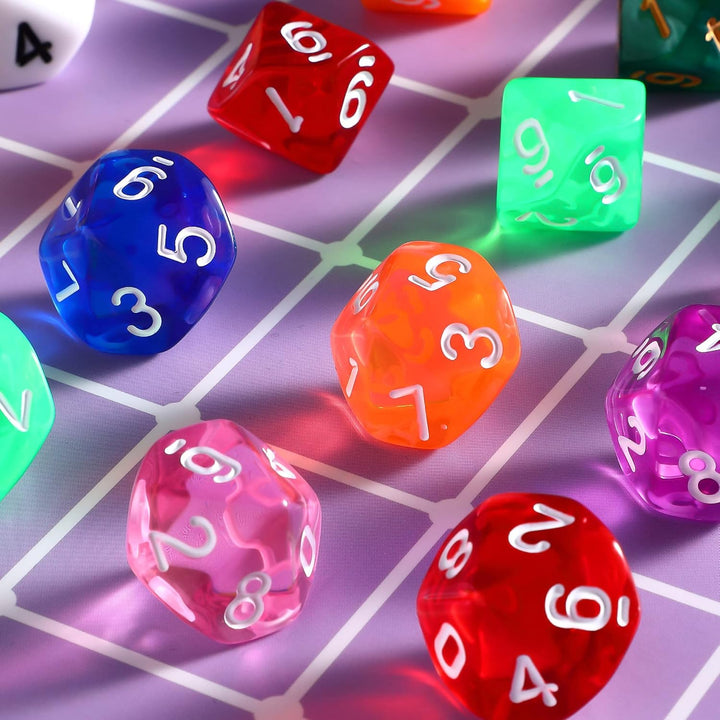 50 Pieces Polyhedral Dice Sets with Black Pouch Compatible with RPG MTG Tabletop Role Playing Table Games Multi Colored Assortment (10 Sided Style)