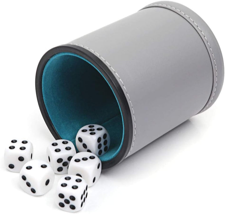 Felt Lined Professional Dice Cup - with 6 Dices Quiet for Yahtzee Game