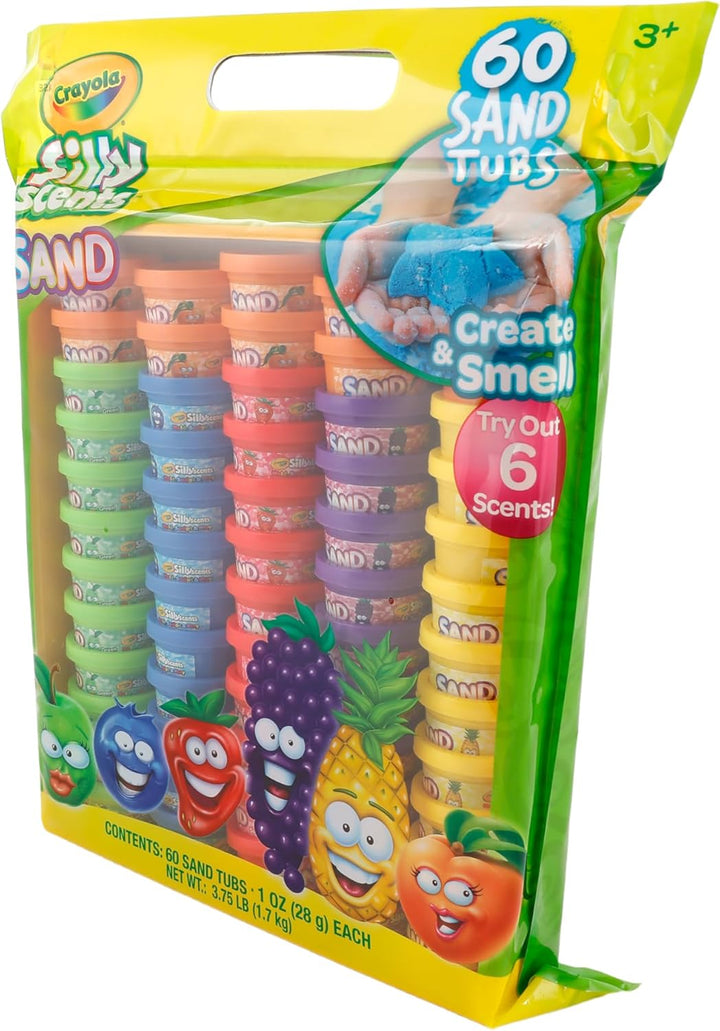 Play Sand, Silly Scents | 60 X 1Oz Tubs of Moldable Play Sand in 6 Bright Colors | Christmas Party Favors for Kids Goodie Bags, Classroom Prizes, Sensory Bin Toys, Bags