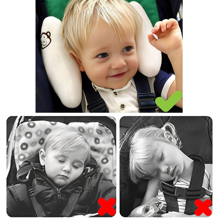 Blue Baby Travel Pillow for Car Seat, Stroller- Adjustable Infant Head Neck Support Pillow, Soft Banana Baby Travel Head Supported for Gift