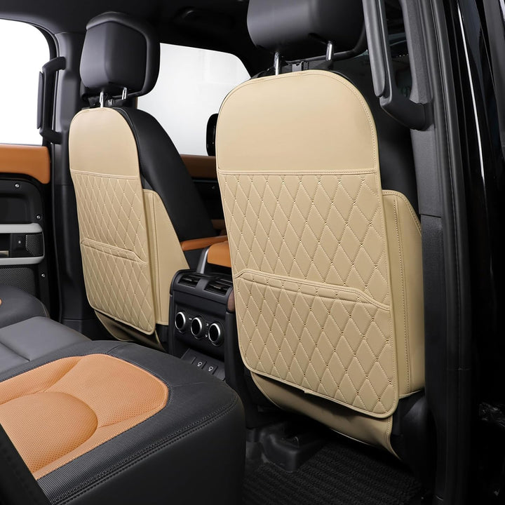 Seat Back Protector + Large Capacity Pocket Storage Organizer,Preventing the Impact of Children Stepping on the Seat Backrest (Style A-Black)