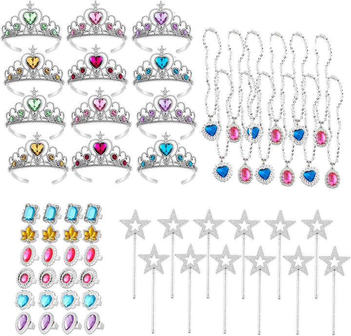 2Pcs Princess Crown and Wand, for Little Girls, Jewelry Toy Princess Costume Accessories, Christmas Gifts Set