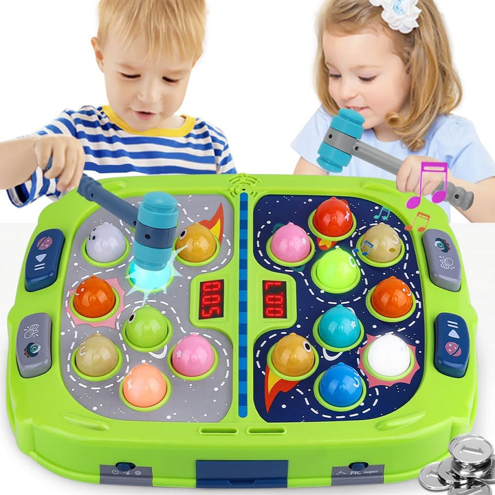 Whack Game Mole for Toddlers, Toys for 3-12 Year Old Boys and Girls, Pounding Game for Kids,Gifts for 3 4 5 6+ Year Old Boys, Interactive Educational Toy with Sound and Light,Pk Mode with 2 Hammers