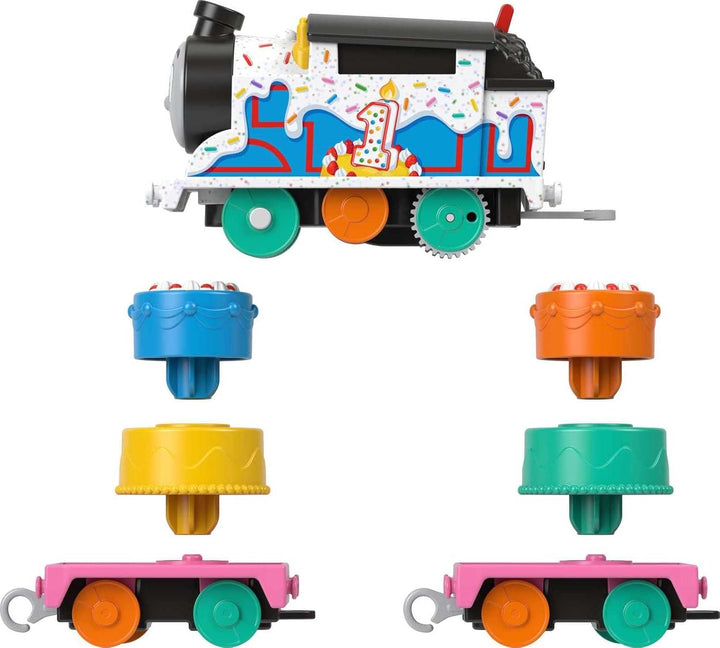 Motorized Toy Train, Wobbly Cake Thomas Engine with Cargo Cars & Pieces for Pretend Play Preschool Kids Ages 3+ Years