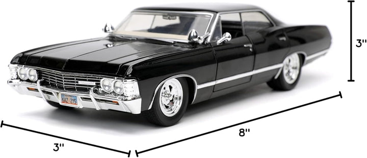 Supernatural 1:24 1967 Chevy Impala Die-Cast Car W/Dean Winchester Die-Cast Figure, Toys for Kids and Adults