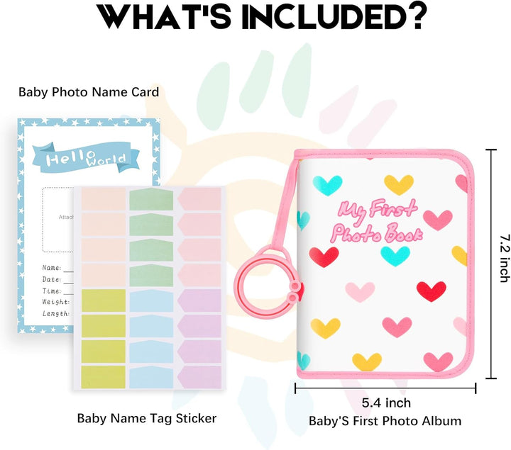 Baby Photo Book Holds 21 4X6 Photos, My First Photo Album for Baby or Toddler, "Love" Baby Photo Book Soft No Hard Edges, Cute Book Gift for Baby Shower Newborns Family Photos (Pink)