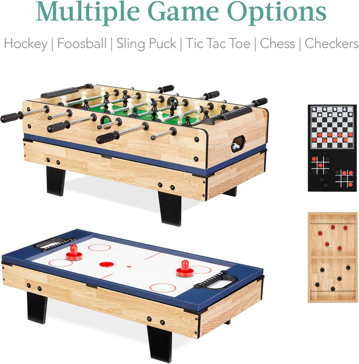 11-In-1 Kids Combo Game Table Set for Home, Game Room W/Ping Pong, Foosball, Table Hockey, Chess, Checkers, Shuffleboard, Bowling, 5 Accessory Bags