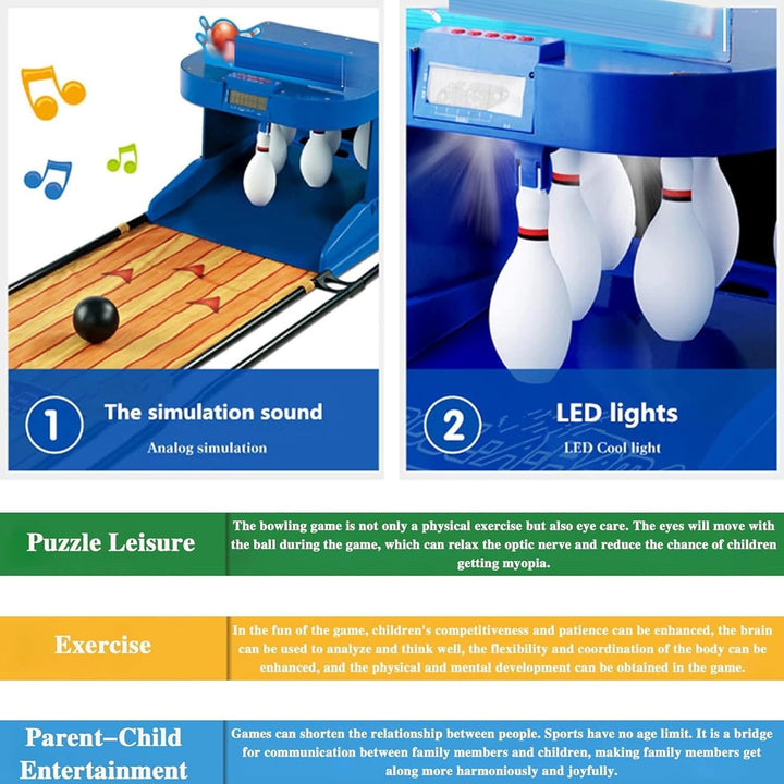 Indoor Electronic Bowling Alley Game for Kids, Home Bowling Console with Automatic Reset, LED Scoreboard, Sound Effects, 3.5M/11Ft Bowling Set for Family Fun