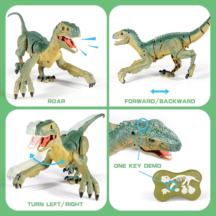 Remote Control Dinosaur Toys for Kids - Build a Big Walking Velociraptor Dino with Light and Sound, Birthday Gift Ideas for Boys and Girls 3-5 5-7 8-12 Year Old