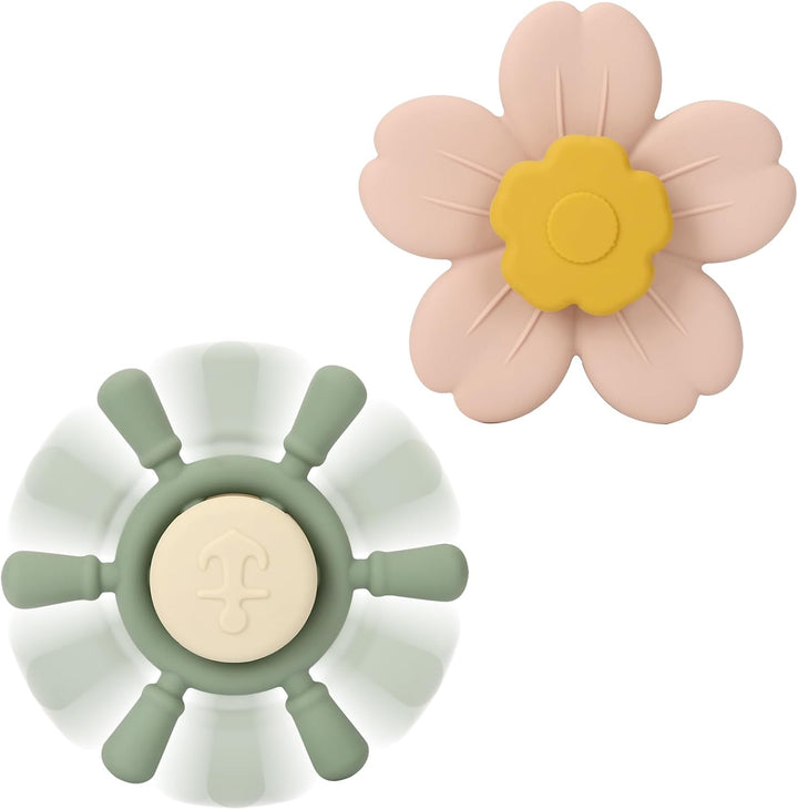 Silicone Suction Cup Spinner Toy | Spinning Tops for Kids 1-3 | Airplane Car Travel Table Highchair & Window Toys for 1 2 Year Old | Toddler Sensory Bath Toys for Babies 12-18 Months(Sage/Blush)