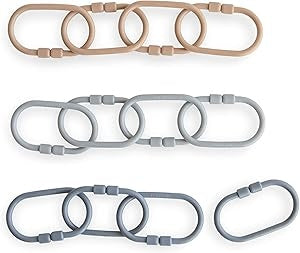 Linking Ring Set; Set of 8 Braided, Rainbow-Colored Versatile Linking Rings; Attach to Baby'S Car Seat, Stroller & Activity Gym to Keep Toys Nearby; Rainbow