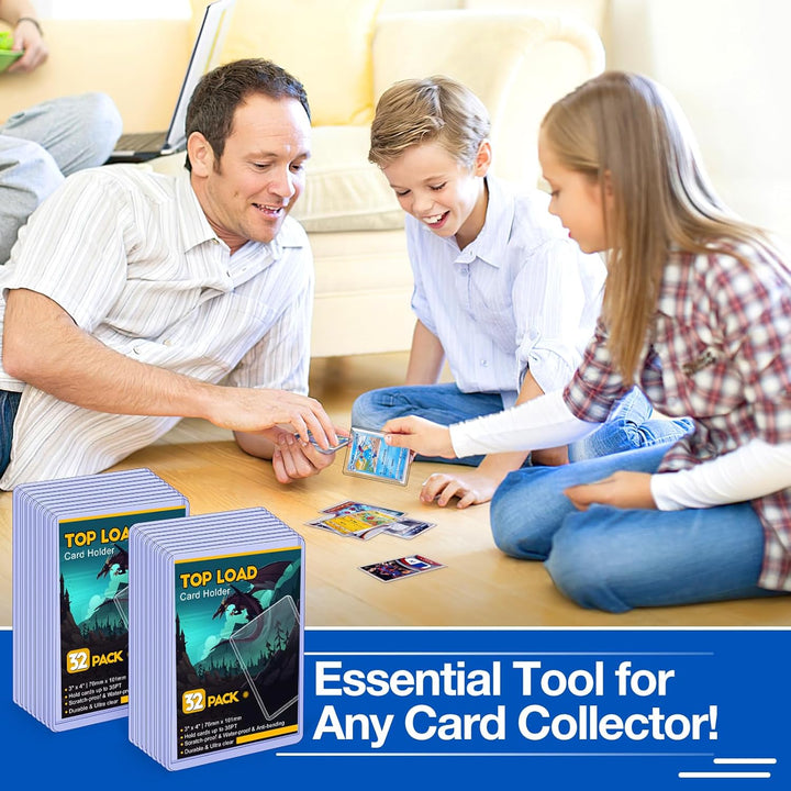 32 Count Topload Card Holder,  35PT Topload Card Protector, 3" X 4" Hard Plastic Card Sleeves, Baseball Card Protector, Rigid Toploading Card Case for Collectible Trading Sports Cards