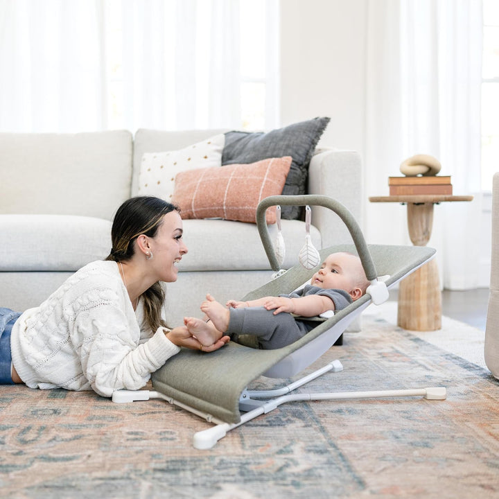 Highland Baby Bouncer | Infant | 0 – 6 Months | 3-Position Recline | Sage Tweed